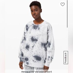 New Lululemon Perfectly Oversized Crew MDye Tie-Dye Sweatshirt White Grey Size 8